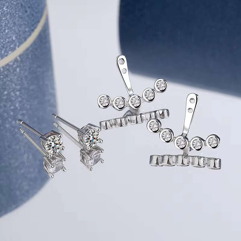 GRA Certified Luxury 0.5CT VVS Moissanite Diamond Wedding Stud Earring for Women 925 Sterling Silver Fine Jewelry