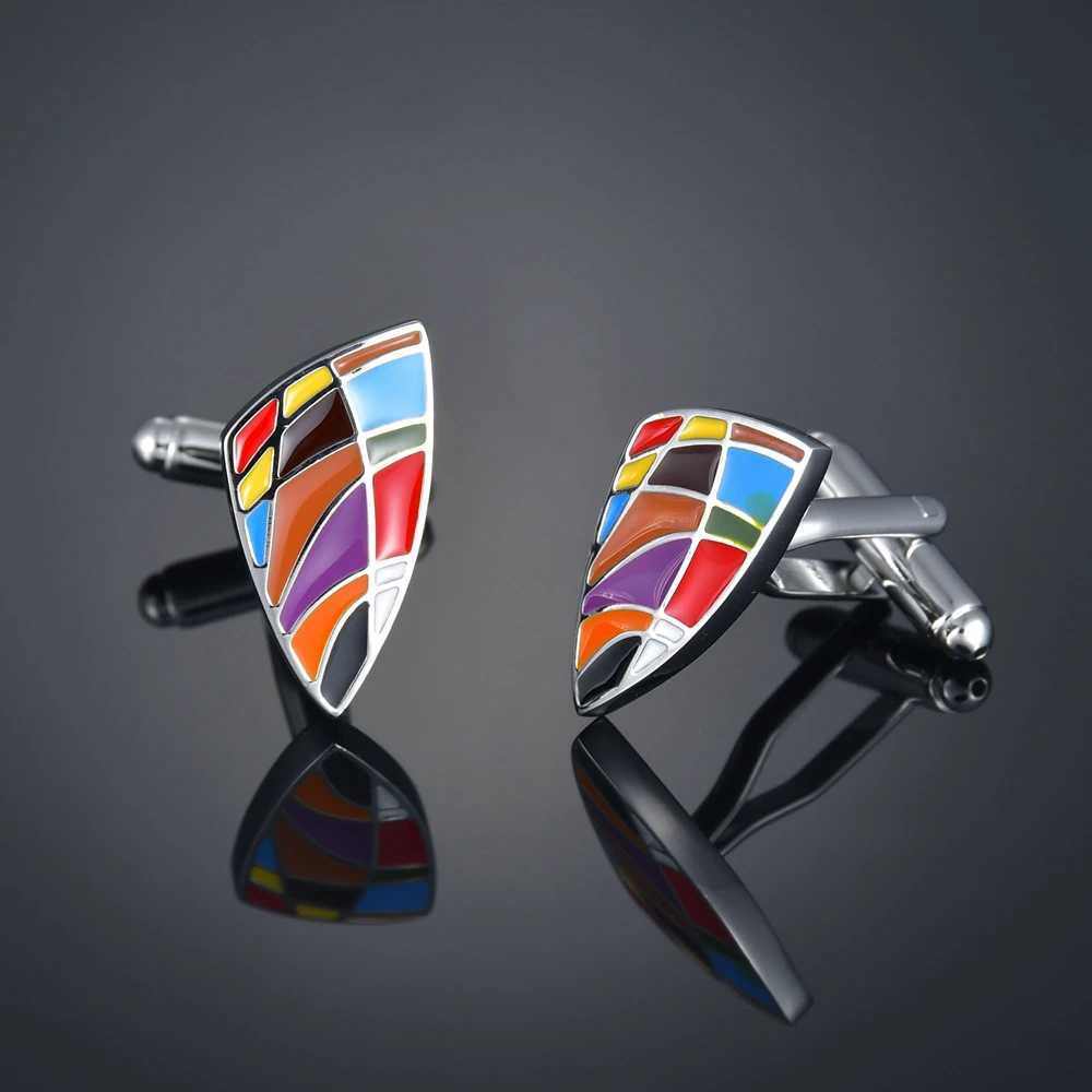 Luxury Crystal Cufflinks Luxury Wedding Cufflinks Stone Cuff Buttons Gold Sand/Wood/Opal/Enamel Cuff Links for Mens Jewelry W250606