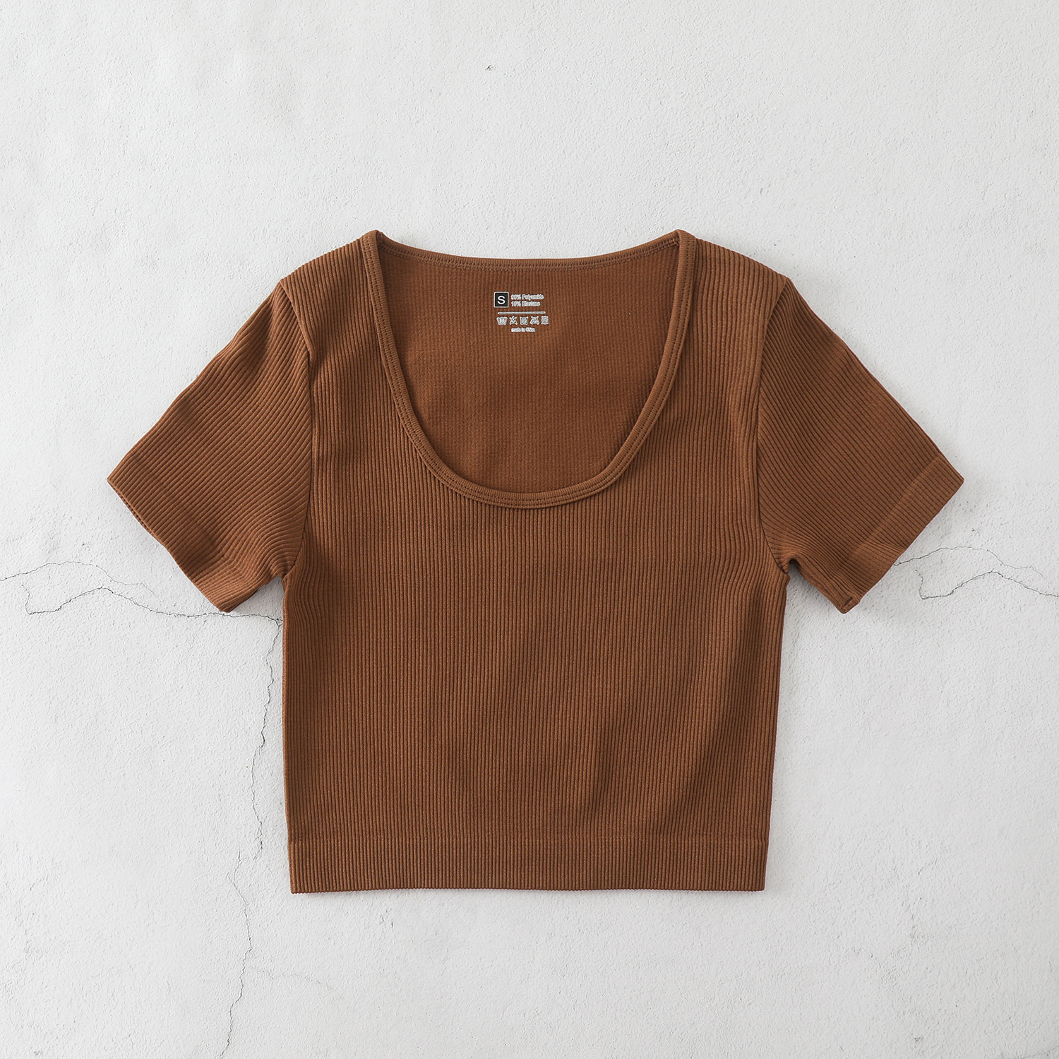 Large round neck Europe and the United States yoga clothing sexy short stretch navel fitness clothing fall and winter T-shirt seamless sportswear BX51