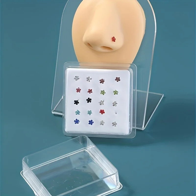 20pcs Colorful Plum Flower Rhinestone Nose Studs Elegant Cute Floral n Synthetic Zirconia Copper Material Perfect 250605