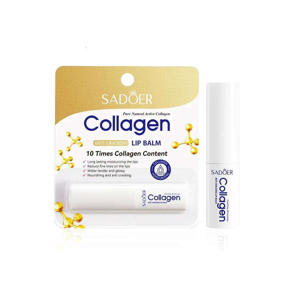 free shipping SADOER Collagen Lip Balm Moisturizing Anti Cracking Brightening Repair Nourishing Hydrating Lipstick Lips Skin Care Products