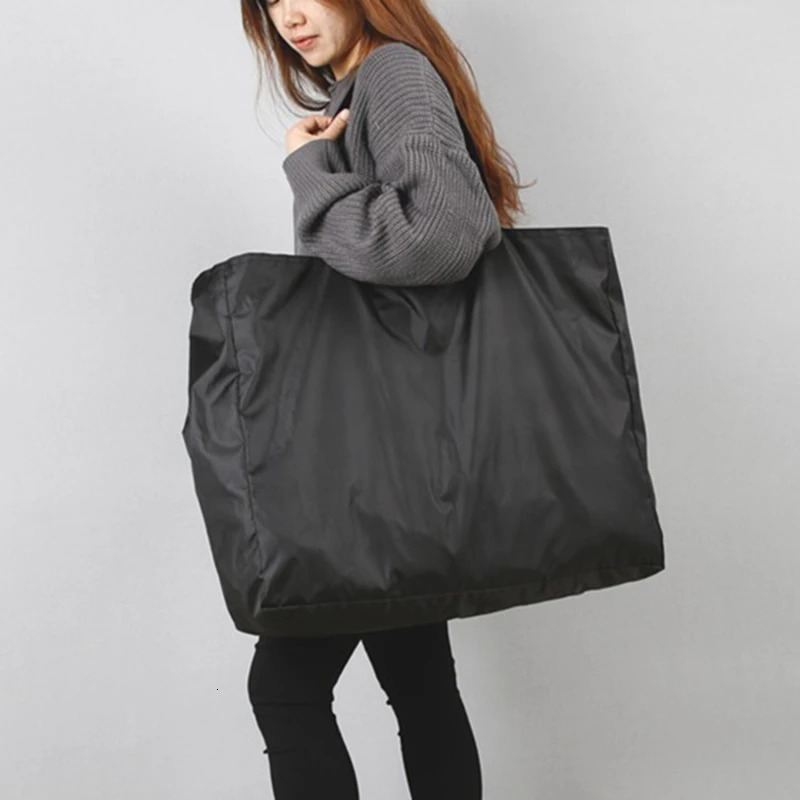 Shopping Bags Solid Color Zipper Large Capacity Grocery Washable Reusable Simple Outdoor Heavy Duty Fashion Bag 250530