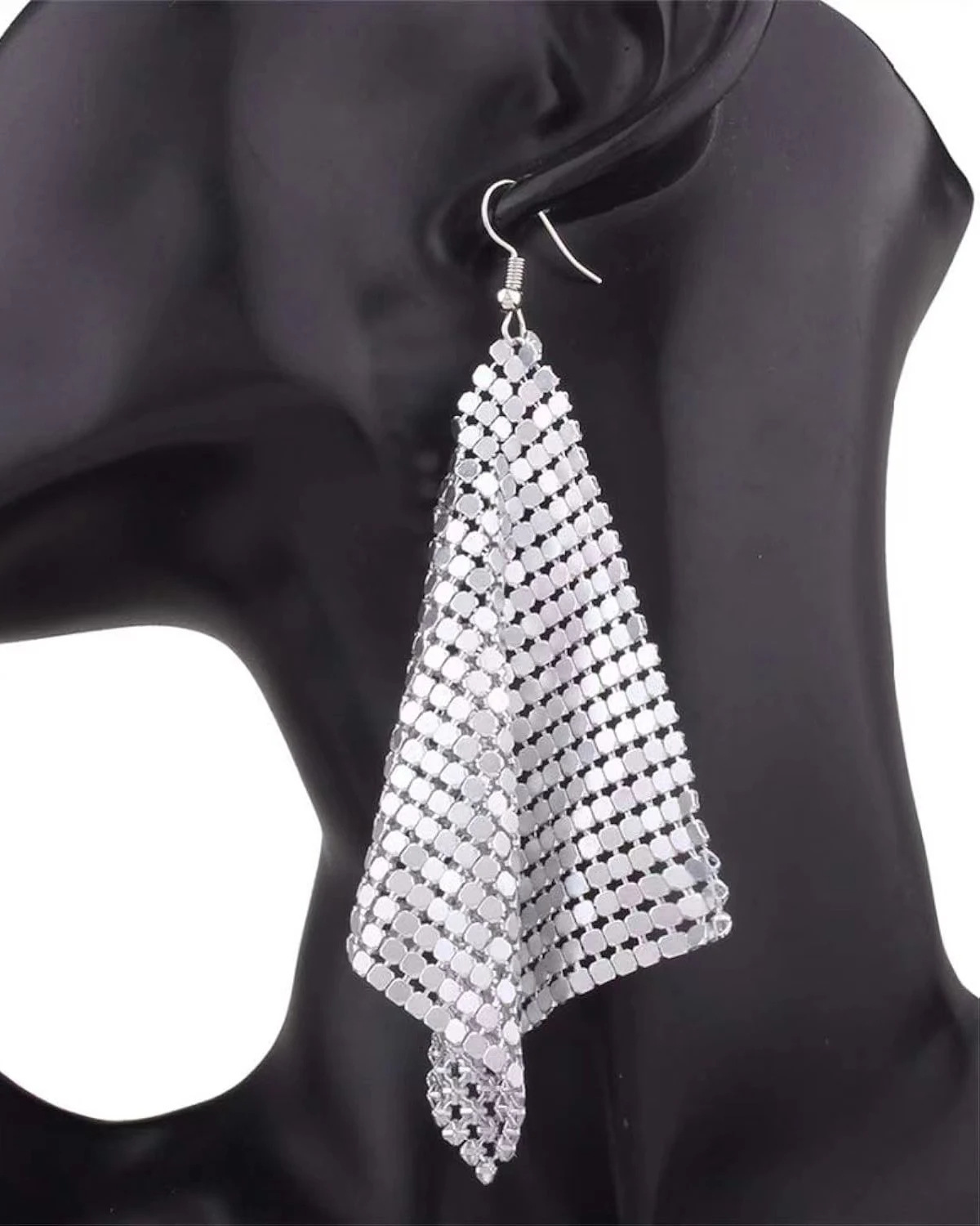 New Arrival Western Inspired Fashionable Metal Sequin Tassel Square Geometric Long Earrings