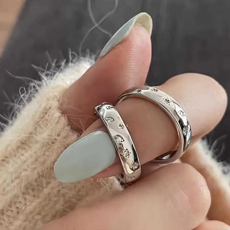 925 Sterling Silver Rings for Women Couple Minimalist Handmade Simple Narrow Zircon Ring Fine Jewelry Gift Prevent Allergy W250606