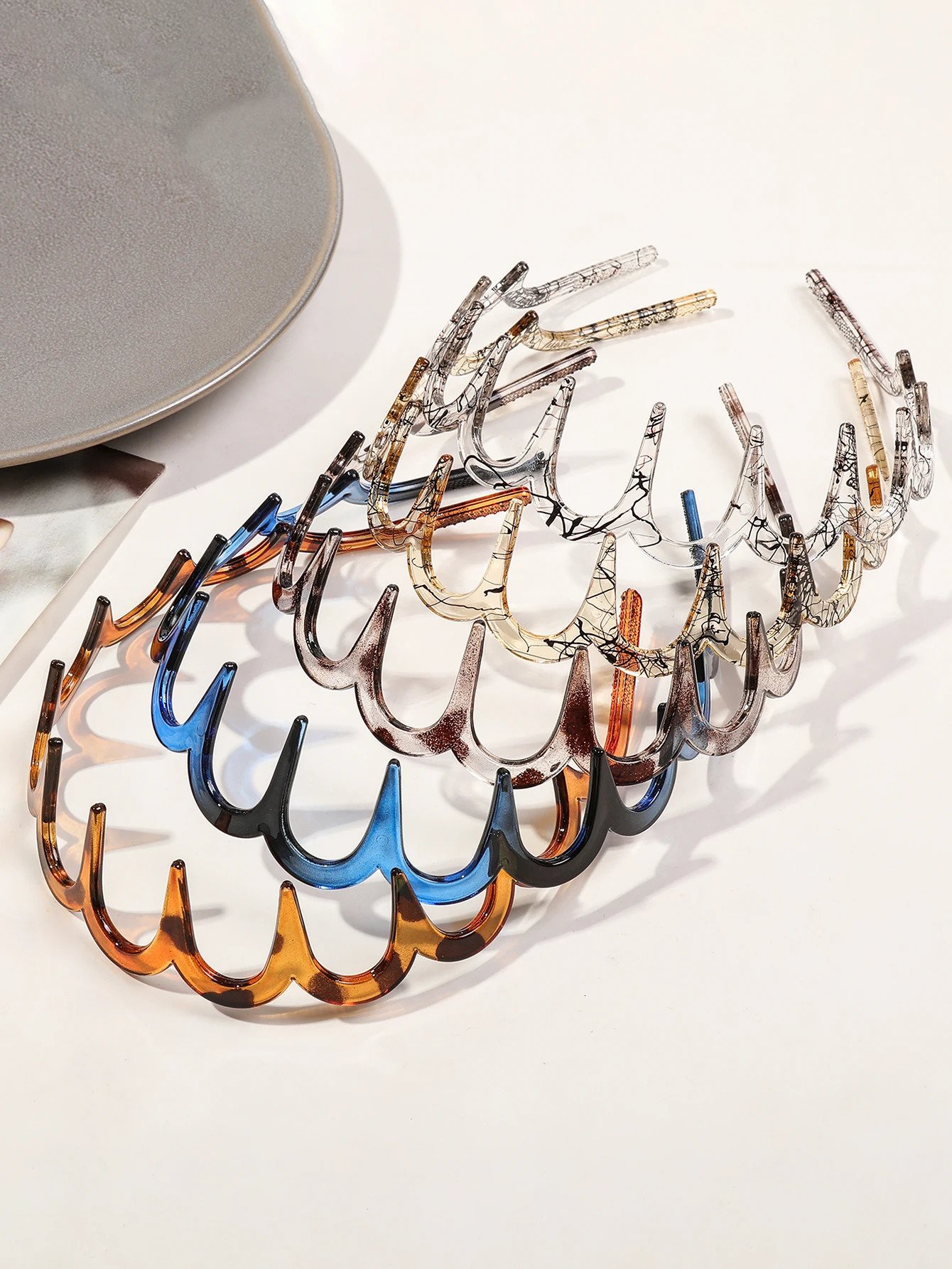 5pcs Multicolor Hairbands for Women GirlsNon-Slip Zig Zag HeadbandsTeeth Comb Hair HoopDaily UseYoga Spa Parties 250529