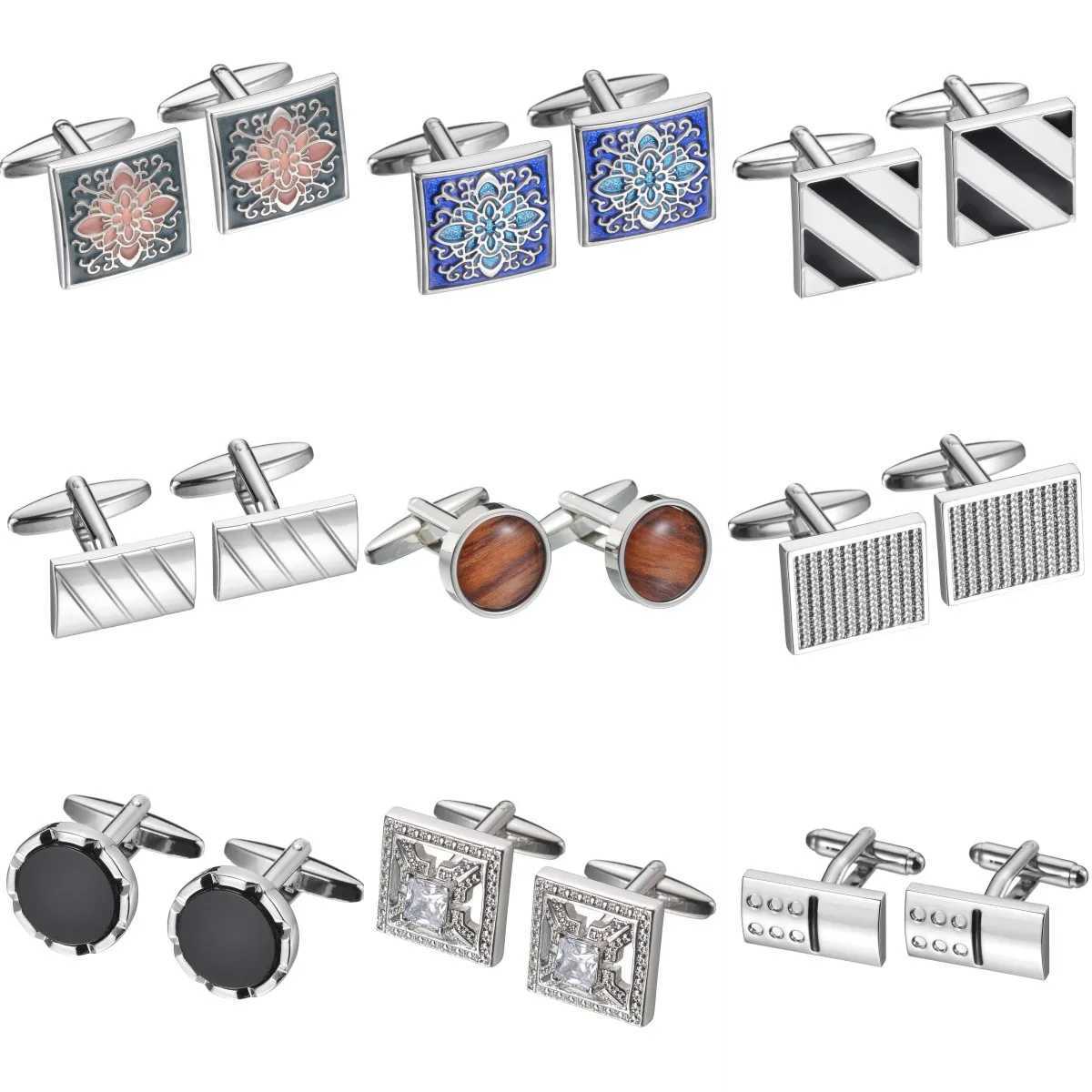 New Top Quality Copper Enamel Technology Retro Pattern Rectangle Cufflinks Fashion Mens French Shirt Cufflinks Wedding Jewelry W250606