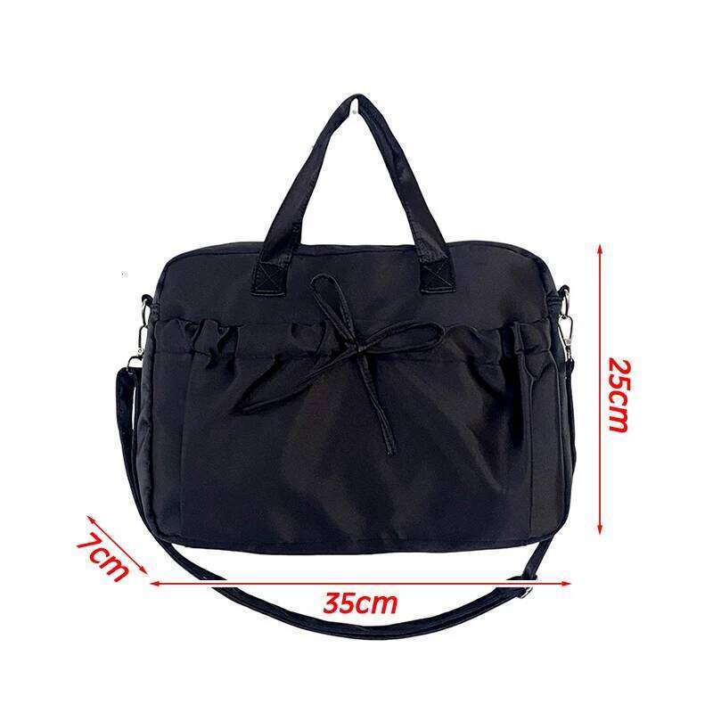 New Lightweight Casual Nylon Crossbody Bags Fresh Gentle Bow Design Travel Solid Color Soft Large Capacity Women's Tote Bag