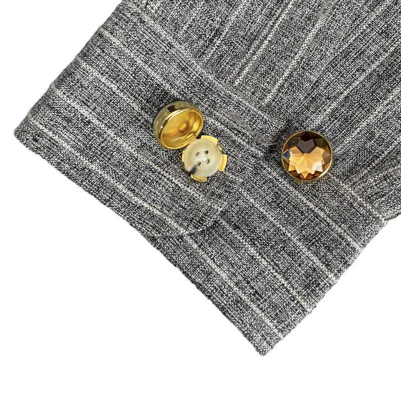 Non-French Shirt Rhinestone Cufflinks Geometric Round Snowflakes Small Brooches High-end Men Business Dress Wedding Accessories W250606