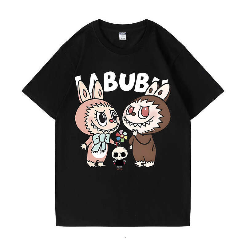 2025 New Labubu Shoulder Pure Cotton Short Sleeve Unisex Cartoon Anime Trendy T-Shirt Top labubus labubu doll