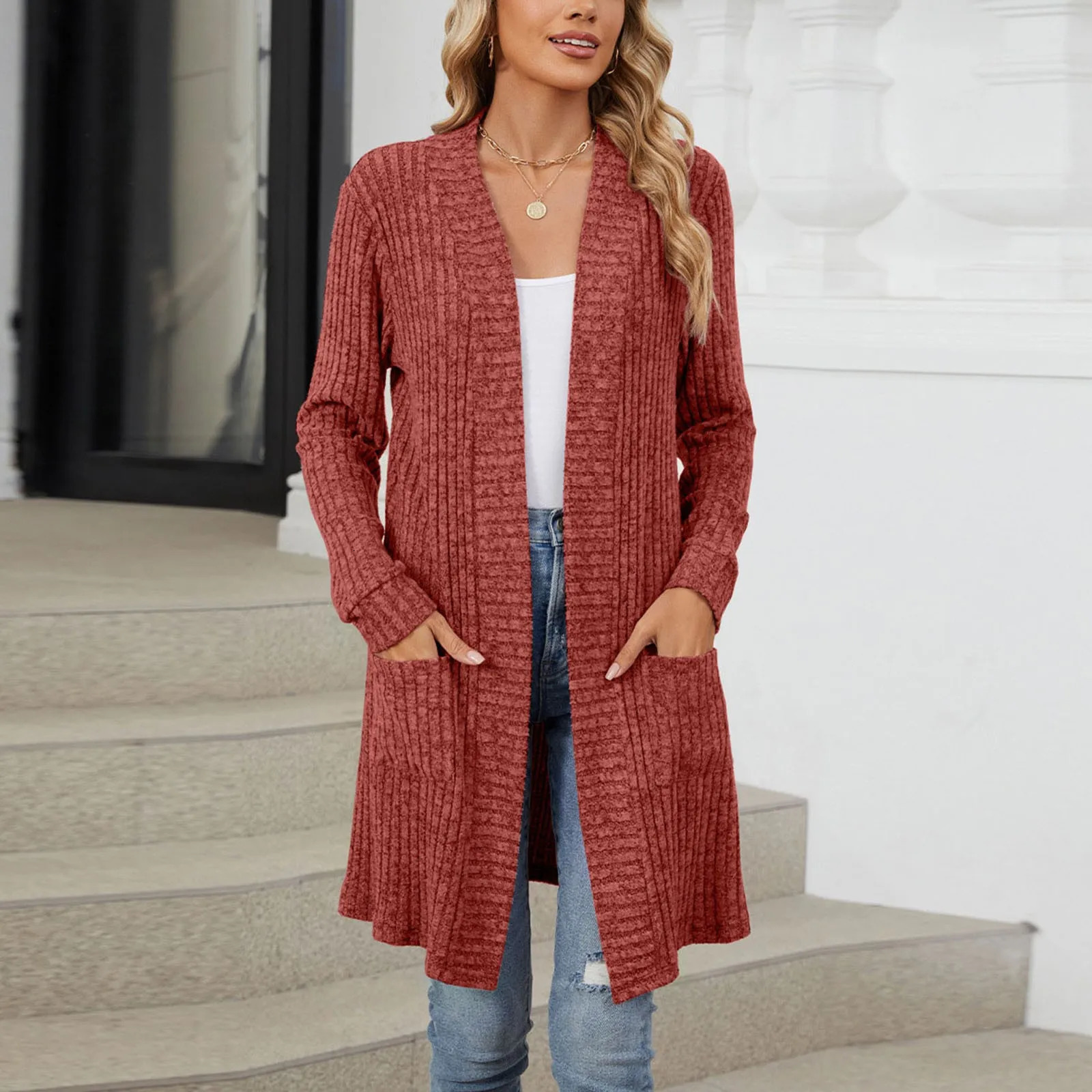 Women Thin Cardigan Autumn And Winter Long Sleeved Loose Pocket Jacket For Sweater Plus Size Outerwears 250530