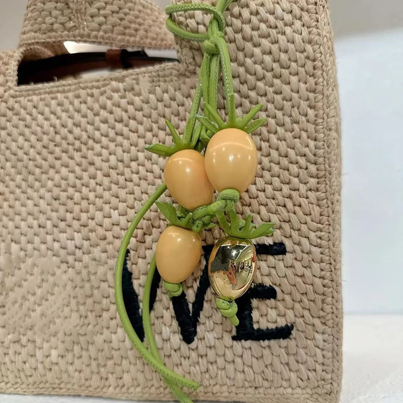 Cowhide Tomato String Bag Charm Exquisite Pendant Woman All-match Cute Backpack Pendant Bags Accessories Handbag 250606