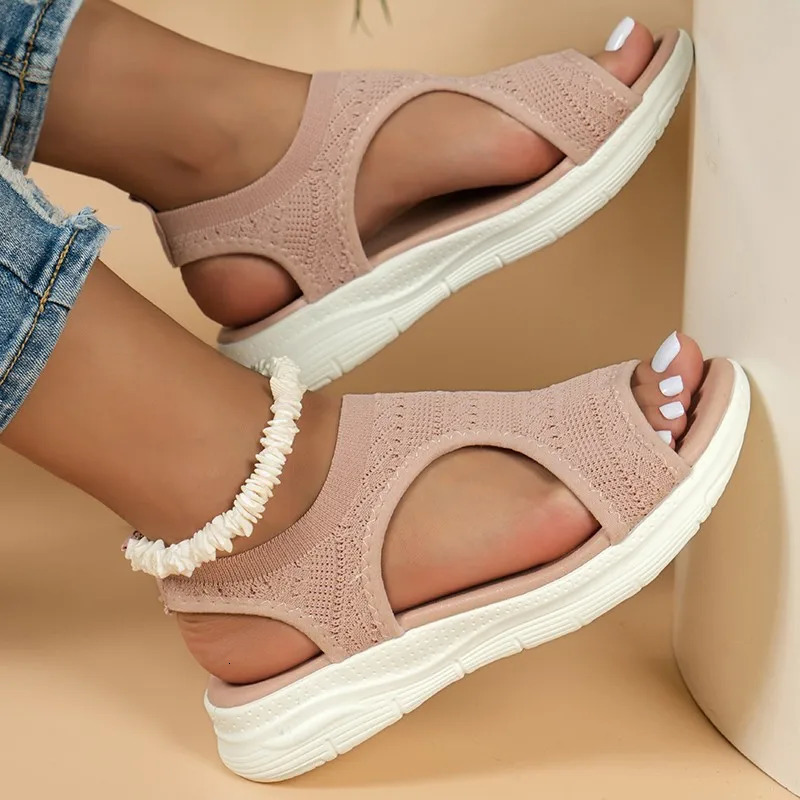 Fish Mouth Casual Sleeve Fashion Sandals Low Heel Womens Shoes Large Size Sports Casual Shoes 250605