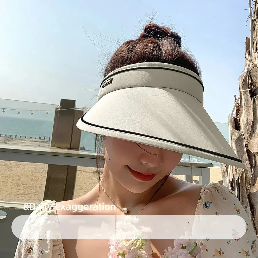 Sun Hat Womens Uv Protection Sun Hat Summer Empty Cap Large Brim Outdoor Cycling Face Shade Hat Woman 250603