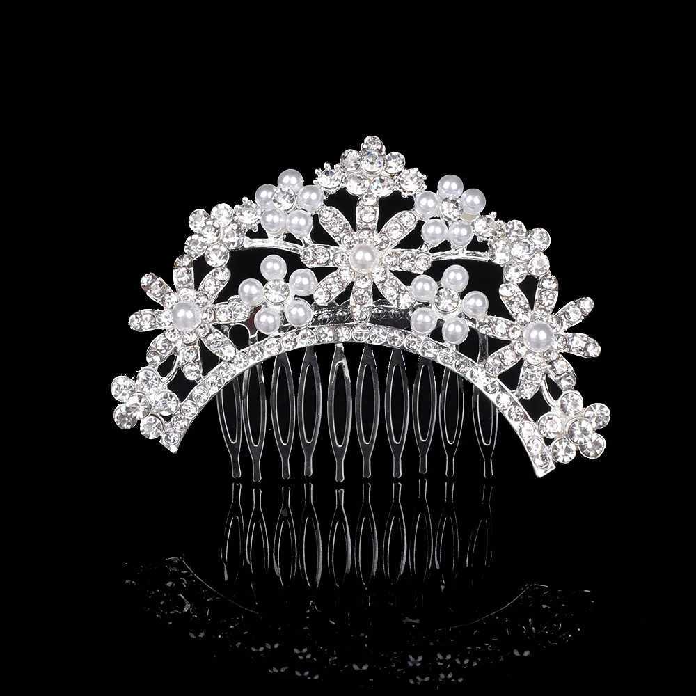 Princess Hair Combs Girls Party Bridal Hair Accessories Headdress Crown Crystal Pearl Wedding Bridal Hair Accessories Headdress Z250605