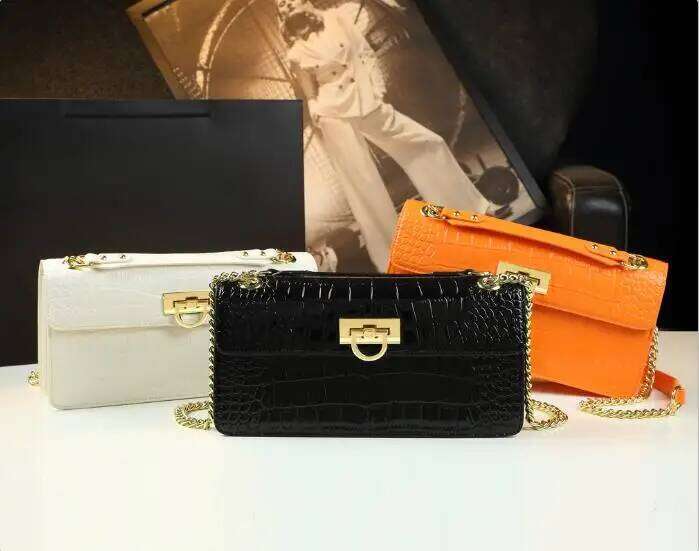 2025 New Fashion Leather Women Handbags Crocodile Pattern Small Chain Shoulder Crossbody Bag Design Underarm Bags