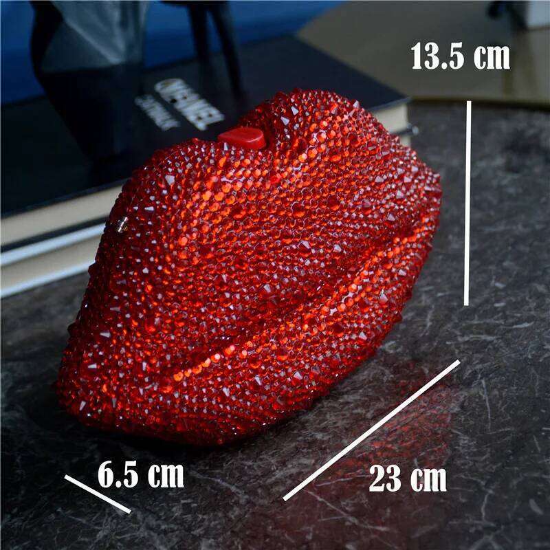 Bolsa Evening Shape Purse Ladies Acrylic Chain Shoulder Women Red Lips Clutch Bag High Quality