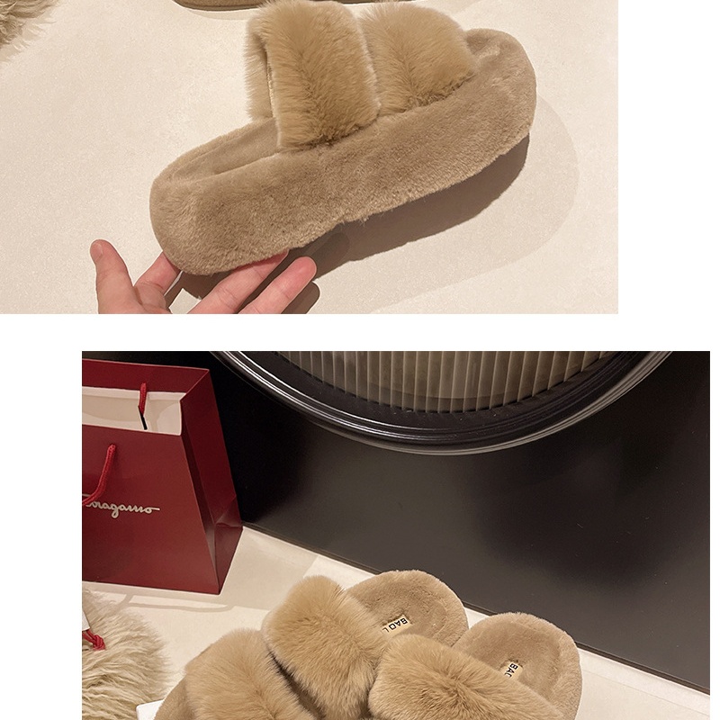2025 free shipping autumn and winter new designer shoes, women's thick soled slippers for wearing outside, hairy slippers with flat bottom and ve