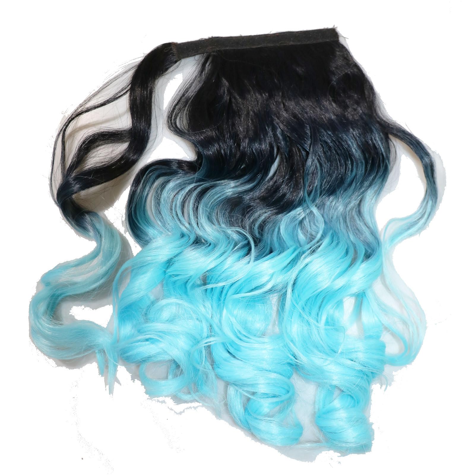 LeeWin Ombre Color Ponytail Extension Wrap Around Magic Sticky Long Curly Wave Hair Extensions Synthetic Pony Tail Hairpiece for Women Girls