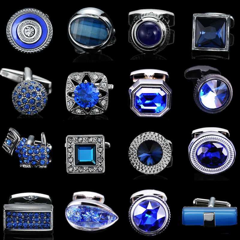 Yaz yeni yksek kaliteli pirin el yapm Mavi Kristal zirkon Kol Dmeleri klasik tarz erkek tak hediyeler W250606
