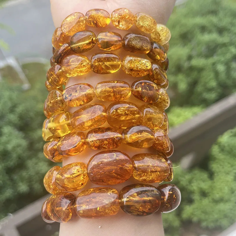 Natural Amber Bracelet for Women Trendy 100% Genuine Irregular Original Piebald Bead Baltic Stone Real Fine Jewelry Supplier 250604