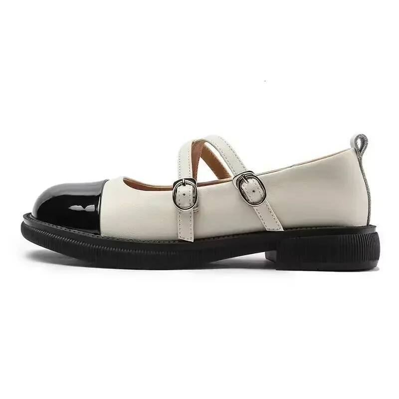 Ddmyoutdoor Mary Jane Women S Autumn New Leathe French Single Buckle Flat Platform Comfort Non Slip Round Toe Shoes Outdoor Shoes