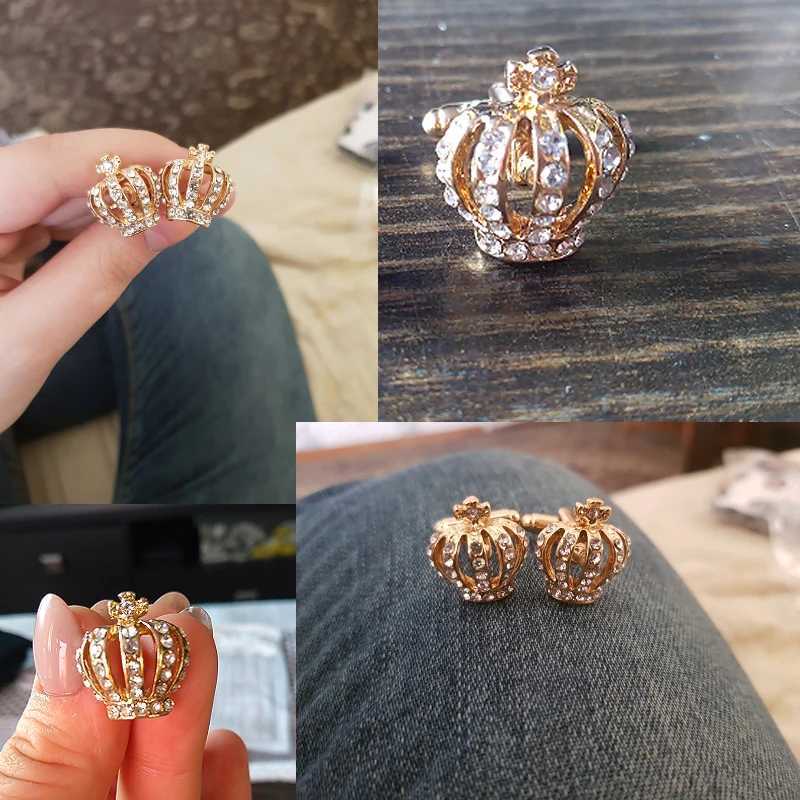 Shiny Rhinestones Imperial Crown Cufflinks for Women Men Wedding Party Jewelry Gifts Fashion Cuff Links Wholesale Dropshipping W250606