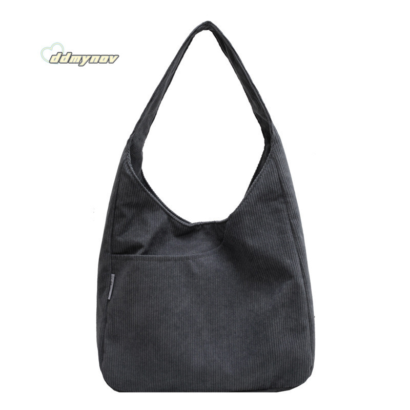 Corduroy Large Capacity Shoulder 2024 New Korean Fashion Casual Canvas Bag for Women ddmynov