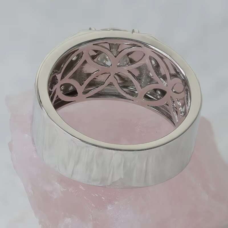 Men Rings Sterling Silver925 2ct DE VVS1 Round Brilliant Cut Moissanite Diamond Engagement Wedding Ring