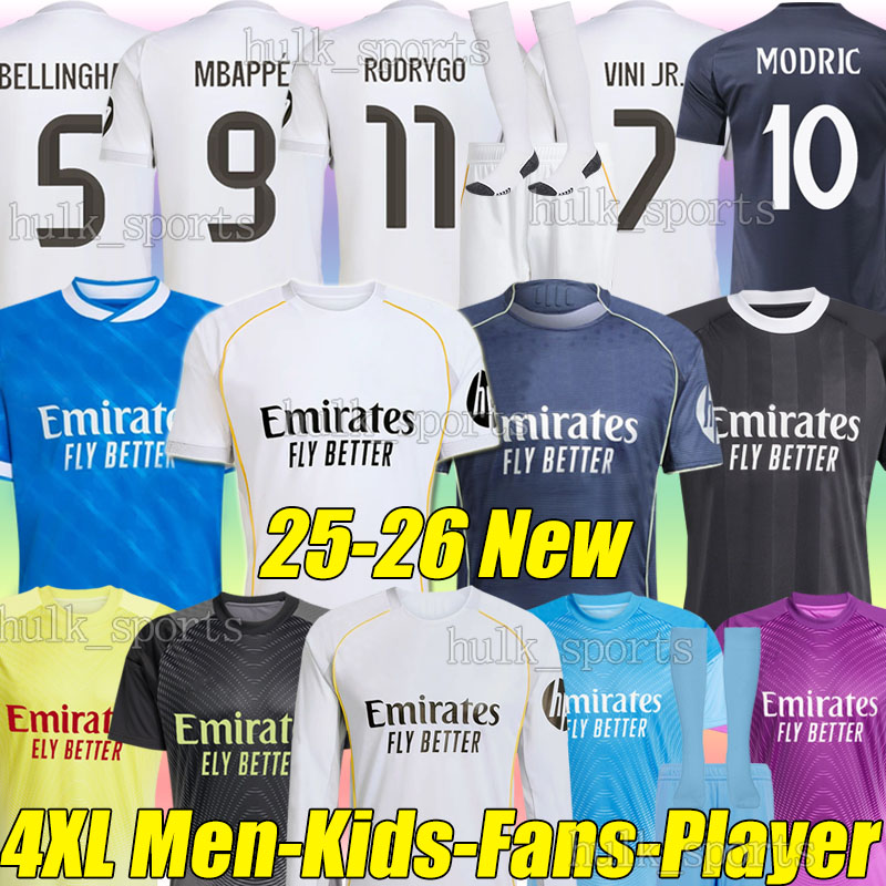 5XL 2025/26 MBAPPE VINI JR soccer jerseys RODRYGO BELLINGHAM VALVERDE ENDRICK BRAHIM ARDA GULER MODRIC RUDIGER TCHOUAMENI men kids kits socks sets football shirt