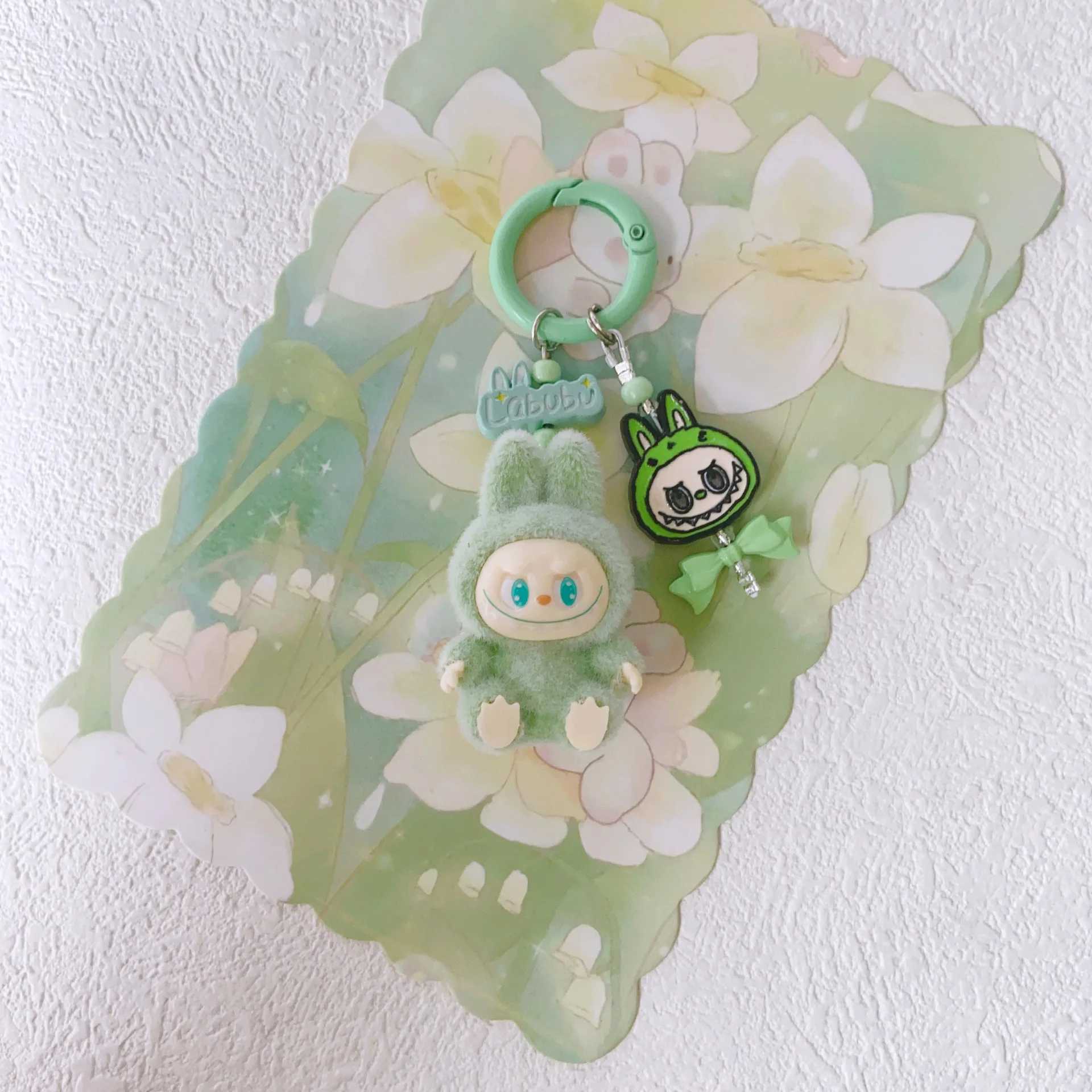 New Labubu Doll Vinyl Mobile Pendant Keychain Handmade DIY Car Pendant Christmas Gift X250606