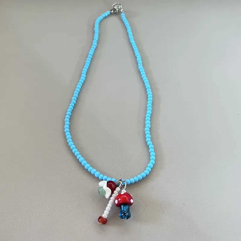 Bohemian Colorful Glaze Bead Choker Necklace For Women Vintage Red Heart Star Pendant Necklace Hawaii Beach Jewelry 2025 New Y250605