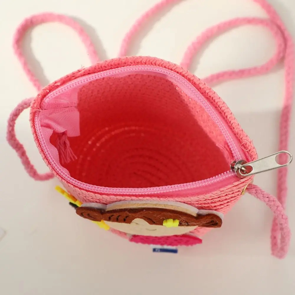 Children Flower Crossbody Bag Handmade Woven Messenger Durable Small Straw Handbag Shoulder Summer Girls Kids Coin Purse 250605