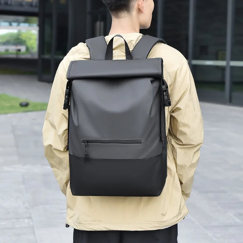 Stylish Mens Backpack - Spacious Roll Top Bag for Business Trips Travel Daily Use Premium Quality 250530
