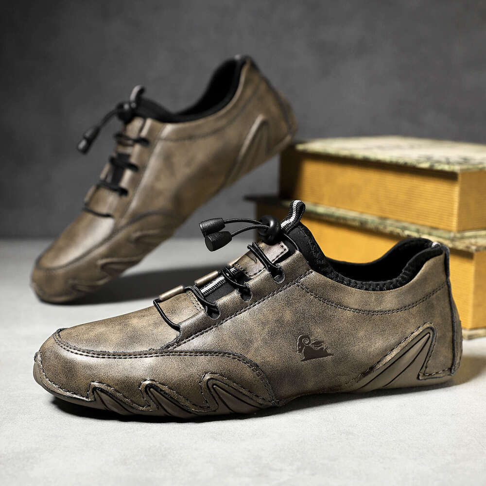 Octopus Large Size Genuine Leather Trendy Men's Slip-On Low-Top Casual Shoes