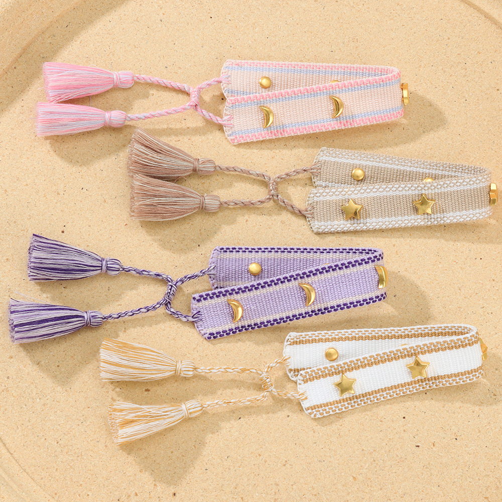 Handcrafted Stars & Moon Alloy Charms Bracelet - Stylish Wristwear Elegant Star-Moon Motif Chain Bracelets for Sisters