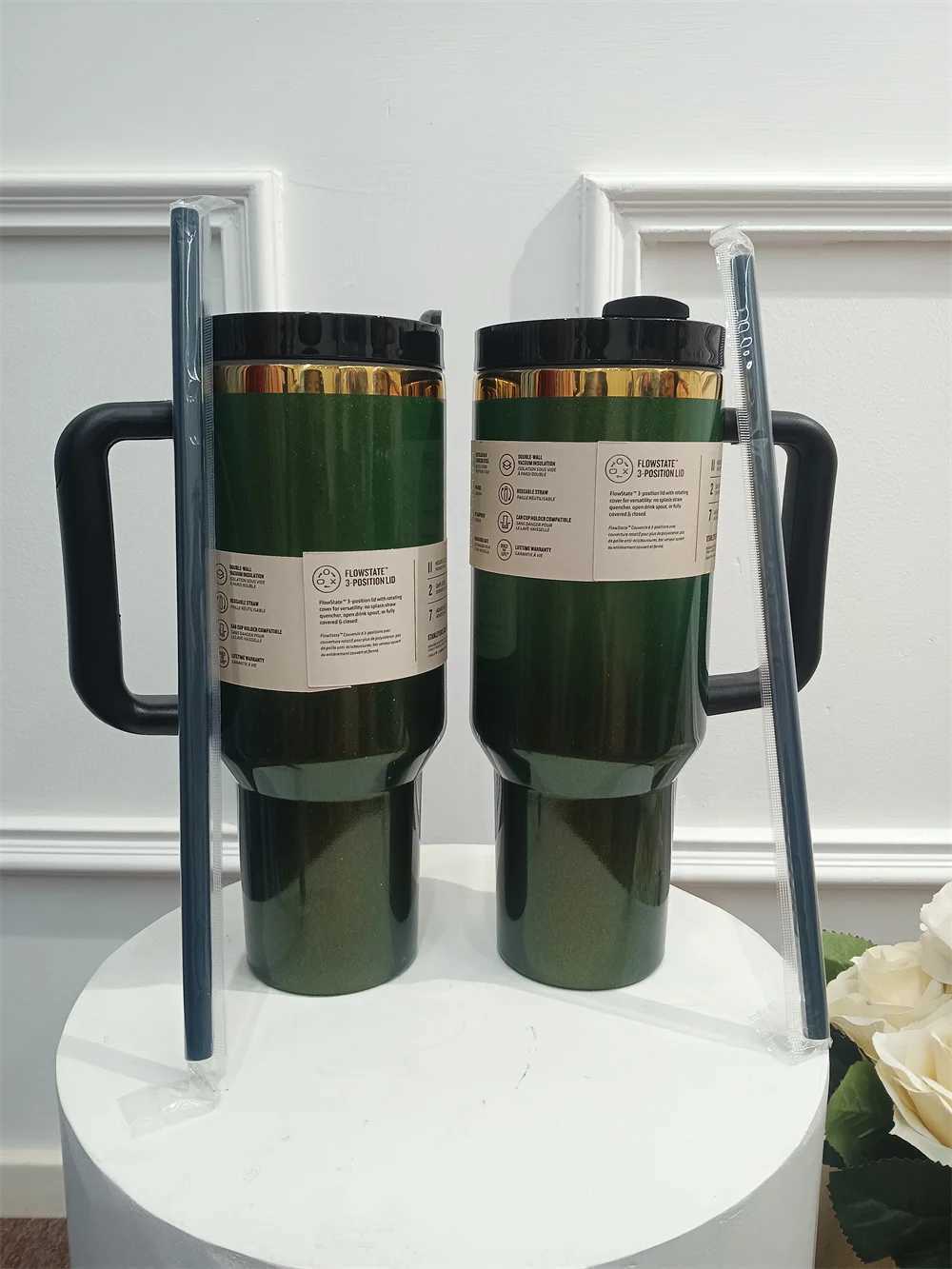 High Quality 2025 Fashion New Tumbler Mug 40oz Premium Stainless Steel Tumbler with Silicone Handle Vacuum Travel Home Outdoors With T250606