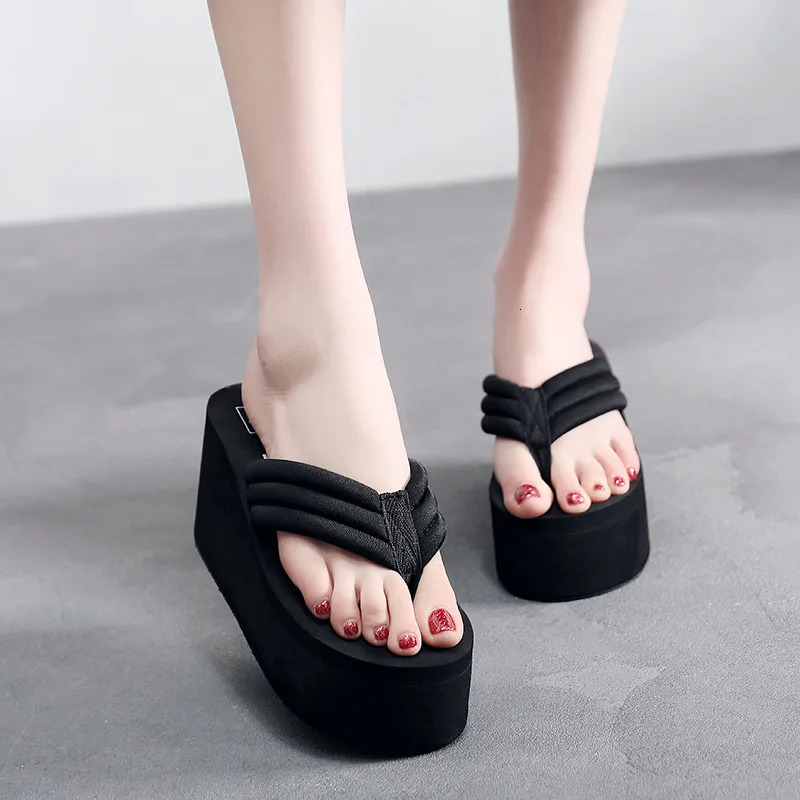 Women Fashion Slippers Super High Heels Beach Flip Flops Soft EVA Summer Shoes Woman Platform Slides 11CM Ladies Sandals SH07021 250604