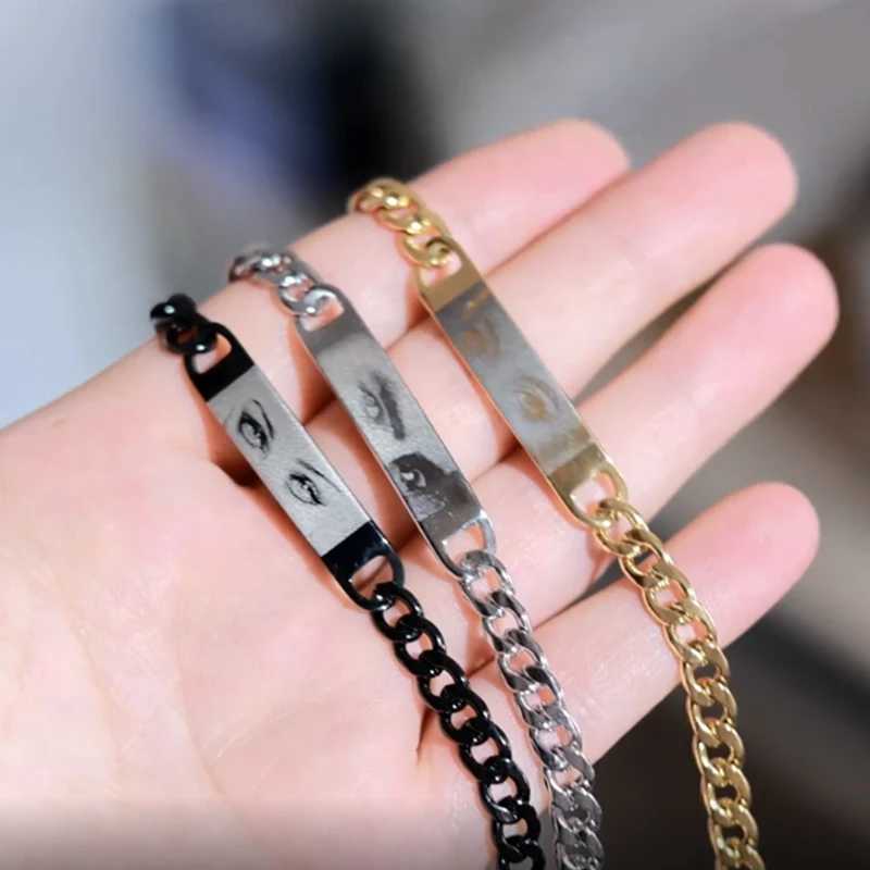Letdiffery Personalized Eyes Photo Bracelets Stainless Steel Custom Laser Engrave Picture Name Date Men Women Kids Bracelet Gift W250606