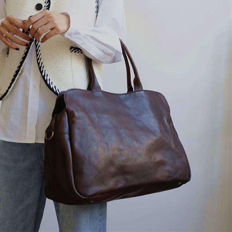 Soft Genuine Leather Women Handbag Big Tote Female Laptop Commuter Portable Travel Bag Business Lage Bags 2025 New