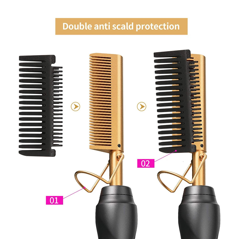 Electric Comb Hair Straightener Heating Comb Ceramic LCD Straightener Brush for Wigs American African Hair Styling Tools 250605