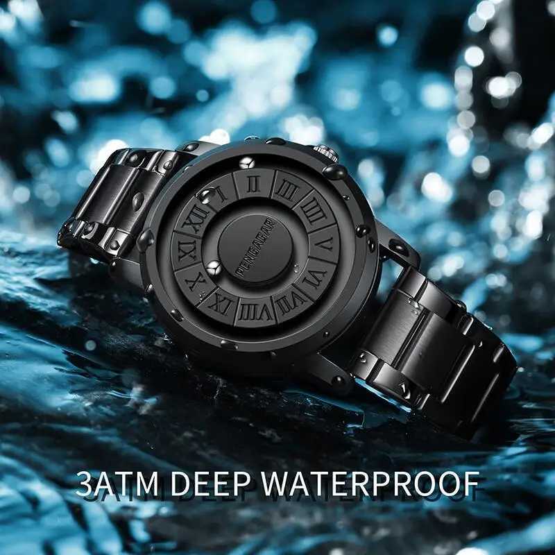 PENGAGAR Creativity Luxury Magnetic Absorption Mens Wristwatch Waterproof Quartz Mens Watches Stainless Steel Mens Watch Reloj Y250605