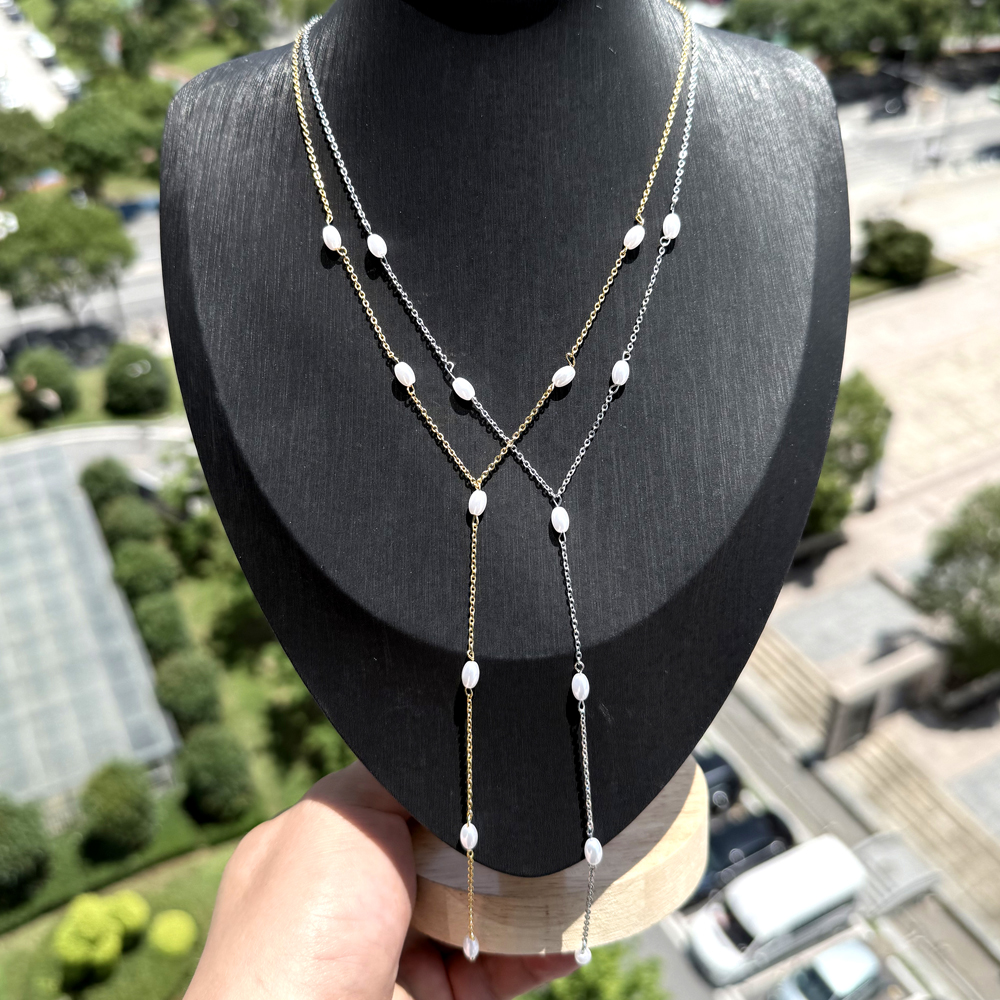 ATJMLADY 2025 NEW design real 925 Sterling Silver Women Pearl Paved Long Chain Drop Pendant Y Shaped Necklaces Fashion Gifts