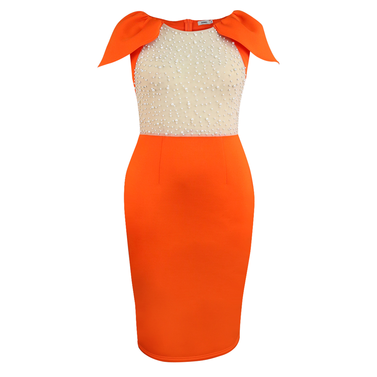 Plus Size Dresses For Woman Sheer Gauze Beading Bodycon Sexy Fashion MID Length Summer Party Wedding Prom Africa Lady