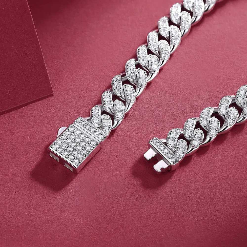 KNOBSPIN D VVS1 Moissanite Cuban Bracelet Original s925 Sterling Silver Plated 18k White Gold with GRA Bracelets for Women Men W250606