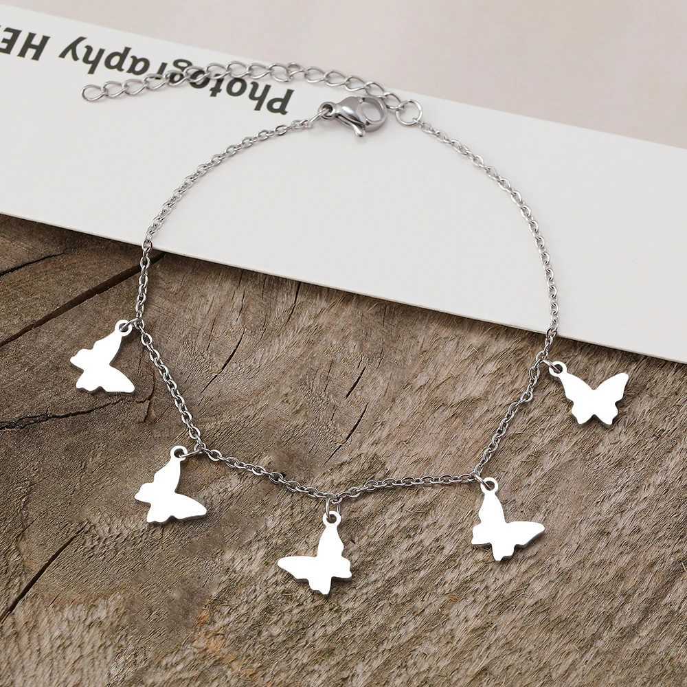 Stainless Steel Bracelets Exquisite Butterfly Elegant Temperament Pendants Fine Chain Vintage Fashion Bracelet For Women Jewelry W250606