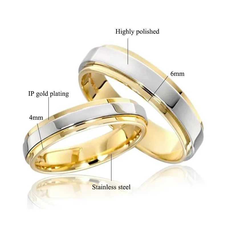 Ramos Stainless Steel Wedding Couple Ring Simple Design Couple Alliance Ring 4mm 6mm Width Band Ring for Women and Men W250606