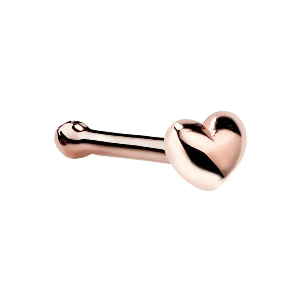 1Pc 18G 1.0*6mm3mm Rose Gold Color nose studs body earring India Style Nose Studs Ring Nose Ring Faux Piercing 250605