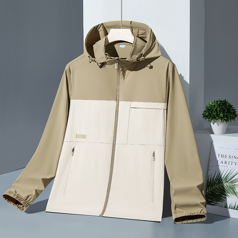 Ddmyoutdoor New Stand Up Collar Detachable Hat Sunscreen Clothes Men S High Stretch Ice Silk Windcoat Coat Work LG Jogging Suit