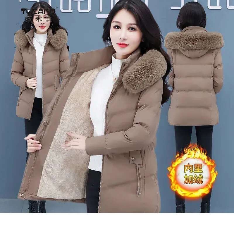 The Hat Is Detachable Down Cotton-Padded Girl Medium Long Coat Cold-Resistant And Warm Winter Clothes 2023 New Jacket