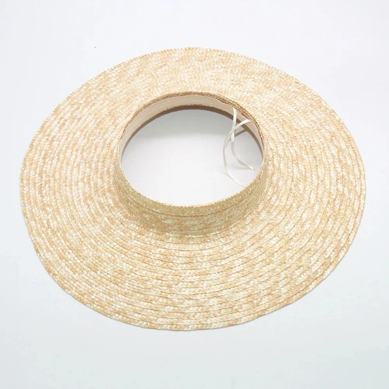 Summer Empty Top Round Sun Hats for Women Elegant Wide Large Brim Beach Straw Hat Casual Panama Caps Uv Protection Cap Sombrero 250603